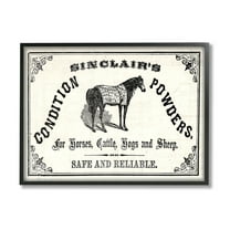 Stupell Vintage Condition Powders Farm Animal Nature Painting Black Framed Art Print Wall Art