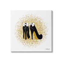 Stupell Industries Gold Glitz Fashion Bow High Heels Abstract Splatter, 24 x 24,Design by Martina Pavlova