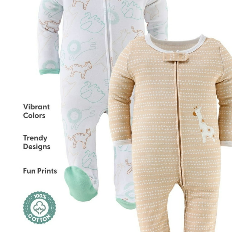 The Peanutshell Serene Safari Baby Bodysuit Sleeper 3-Pack photo 5