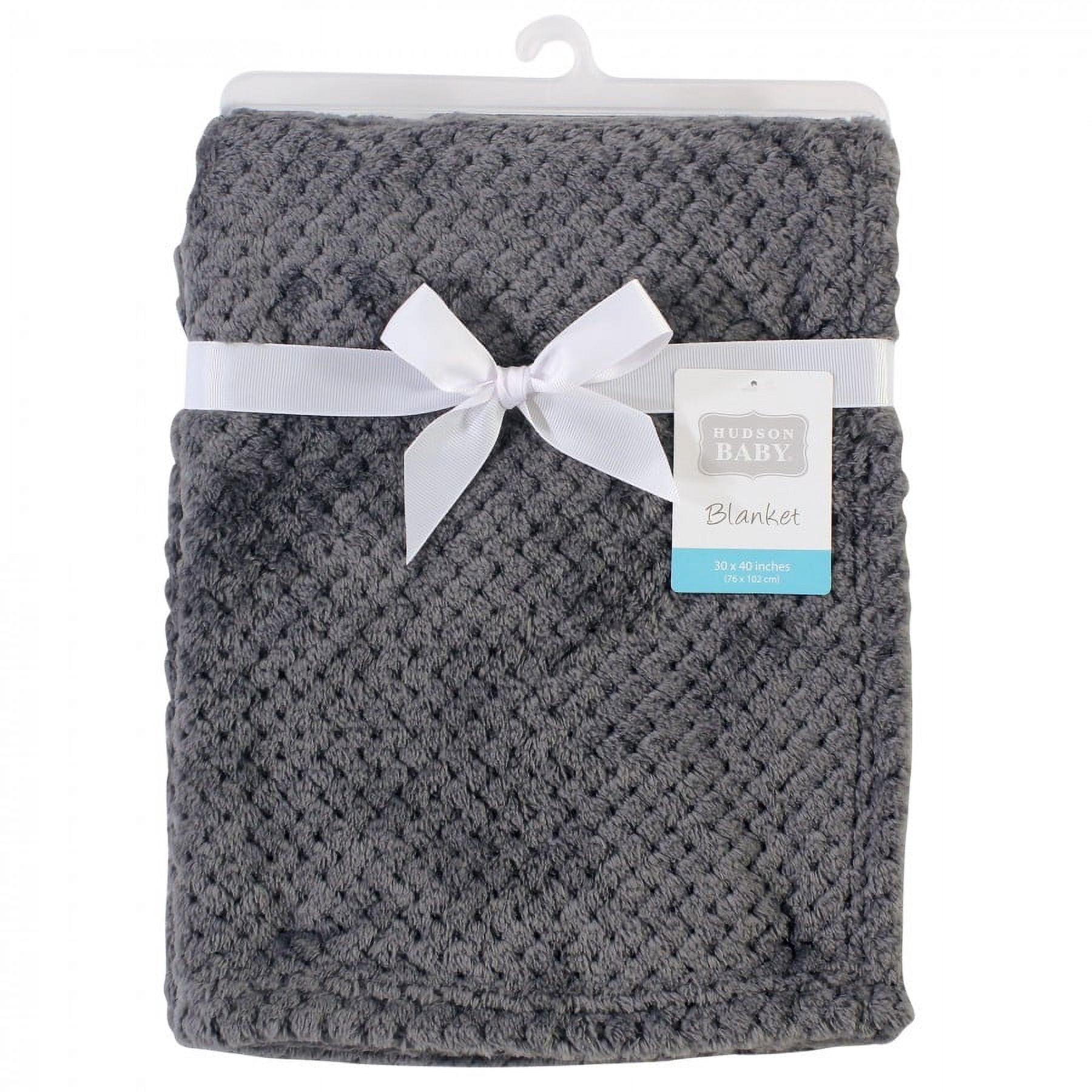 Hudson Baby Infant Plush Waffle Blanket, Charcoal, One Size