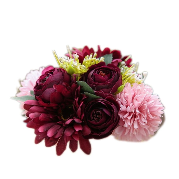 Plantas falsas simuladas Gerbera artificial Ramo de novia Verdor Ofiice Decoraciones para bodas en el hogar seitruly JJ22692-06