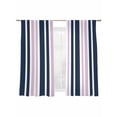 thumbnail image 2 of Sheer Curtains 63 Inches Long 2 Panels, Dark Blue Pink Striped Line Rod Pocket Curtain Voile Draperies, Minimalist Contrasting Stripe Light Filtering Window Treatment for Living Room Kitchen Bedroom, 2 of 8