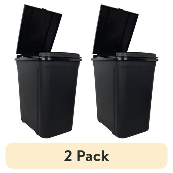 (2 pack) Mainstays Kitchen Trash Can, 7.6 Gallon Plastic Garbage Bin with Touch Top Lid, Black