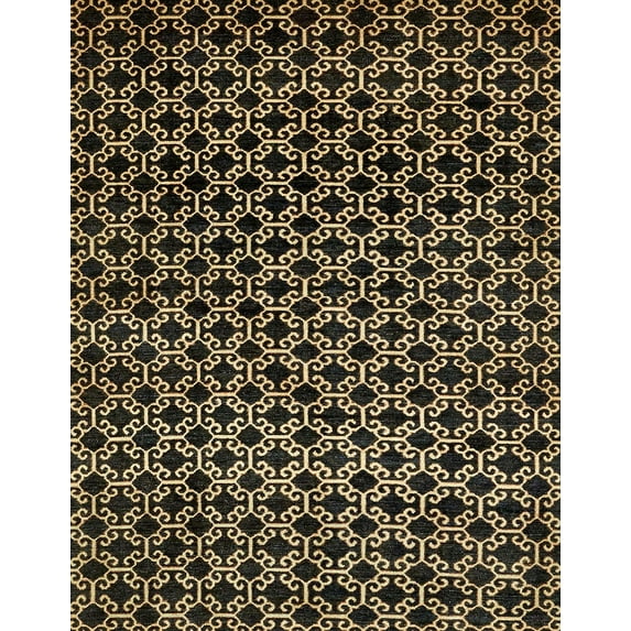 Ahgly Company Indoor Rectangle Abstract Copper Green Abstract Area Rugs, 8' x 10'