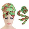 thumbnail image 3 of Cheers.US Women Stylish African Printed Round Hat Double Satin Wrapped Turban Headwrap Sleeping Cap Hair Decoration, 3 of 7
