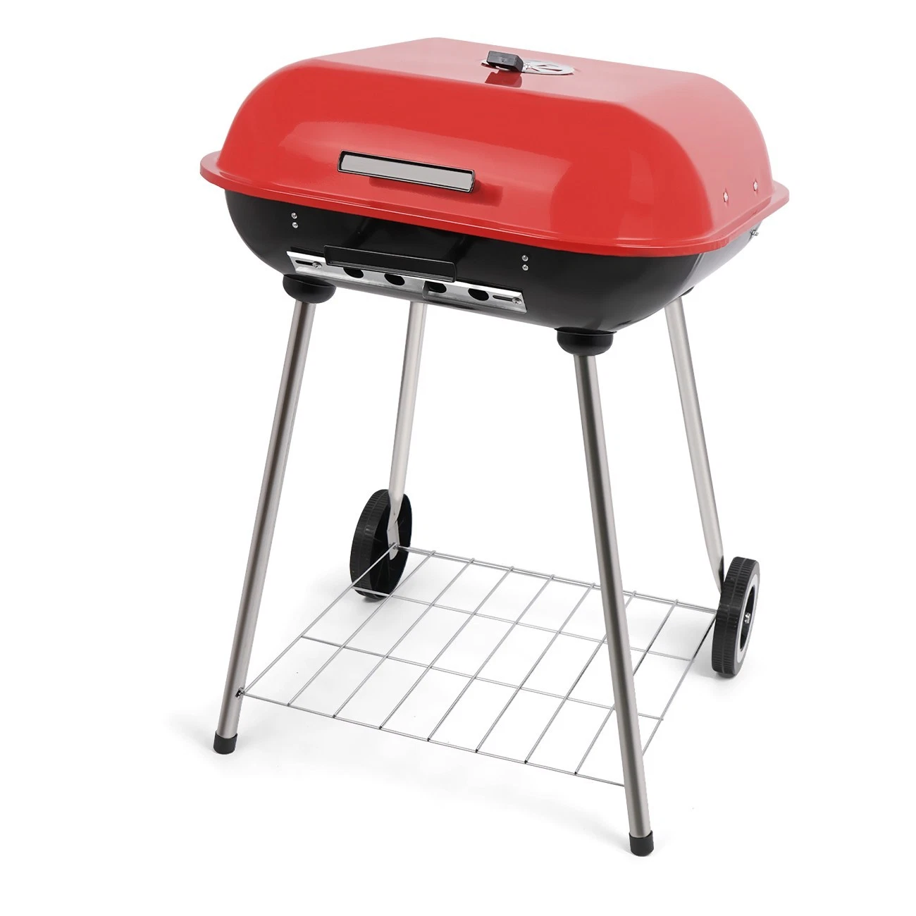 Linsen-outdoors BBQ Grill Charcoal Barbecue Grill Stainless Steel Outdoor Party Camping Picnic (Red)