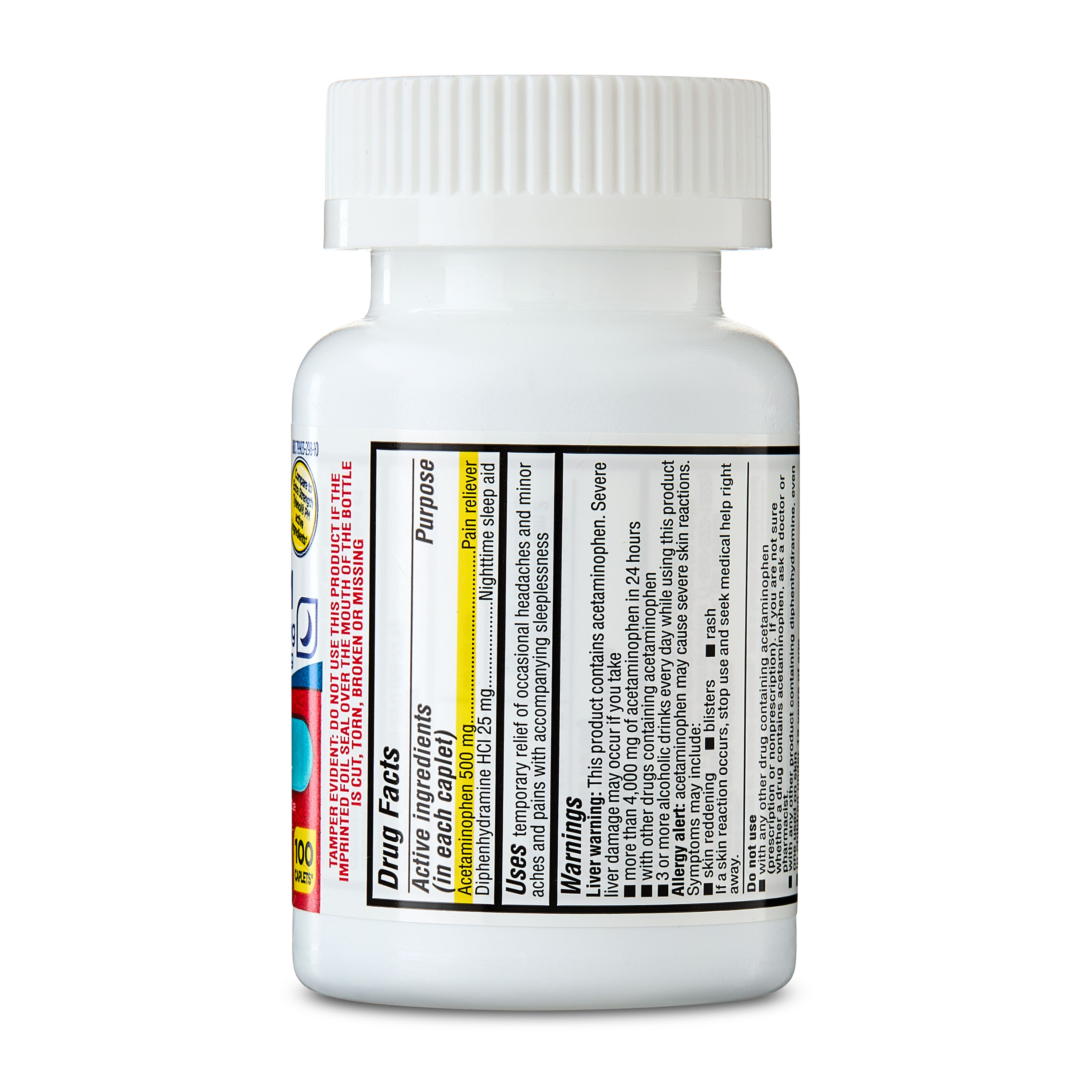 Equate Alivio del Dolor con Acetaminofén; Cápsulas de Difenhidramina HCl para Dolor Corporal y Molestias, 500mg, 100 Unidades 7