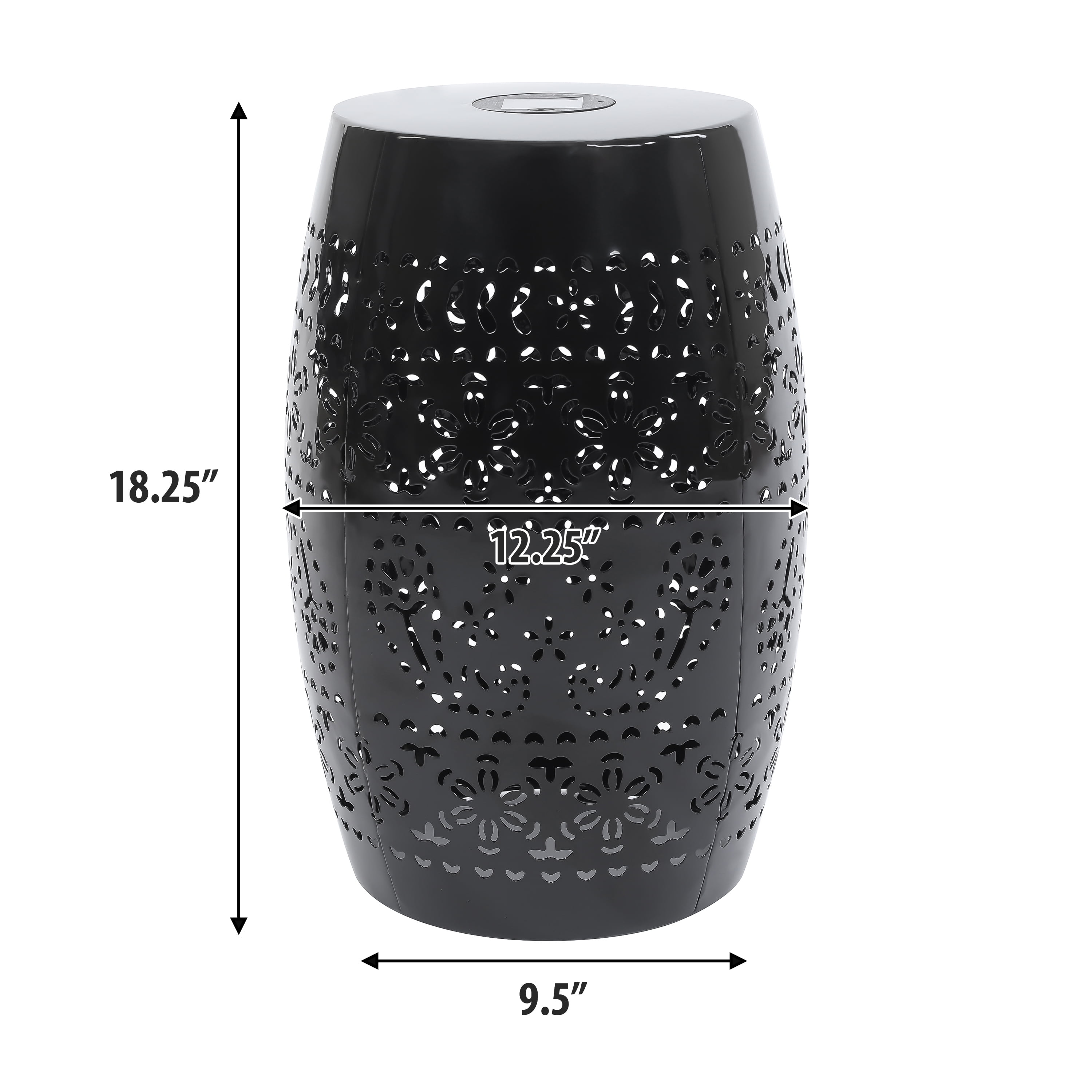 Solar Side Table, Outdoor Side Table with Built-In Solar Battery for Patio Garden Backyard, Black