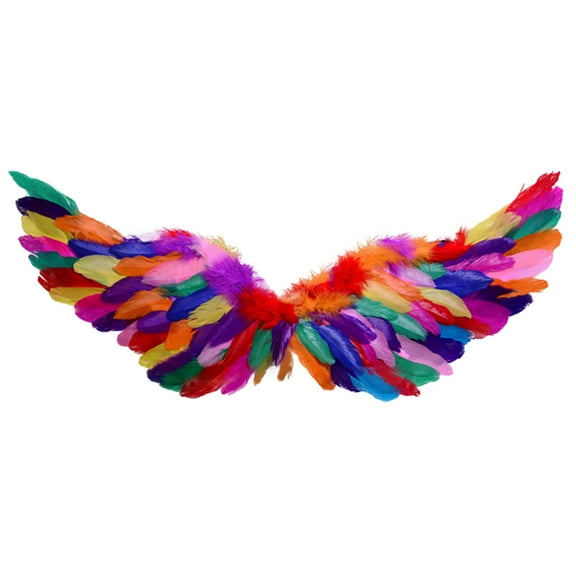 Carnival Angel Feather Floating Wings Mardi Gras Feather Fairy Wings with Elastic Straps Masquerade Party Supply Photo Props for Gifts Favors Birthday Wedding Halloween(Multicolor,31.5x15.75 Inch)