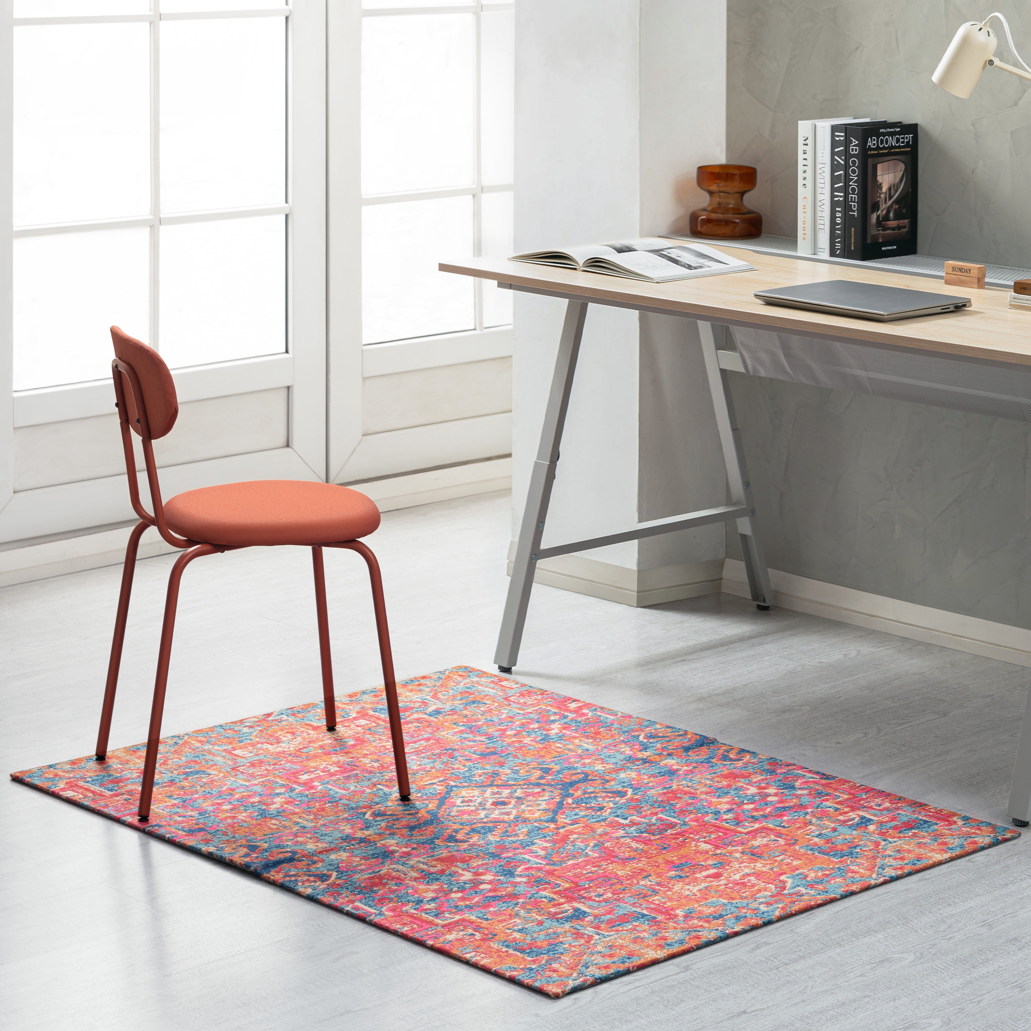 40" x 54" Merida Red and Blue 1/2" Rugged Chair Mat