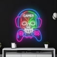 thumbnail image 4 of Handmadetneonsign Skull Gamer Neon Sign, Skeletotn Playing Game Wall Art Decor, Gaming Room Wall Decor, 4 of 5