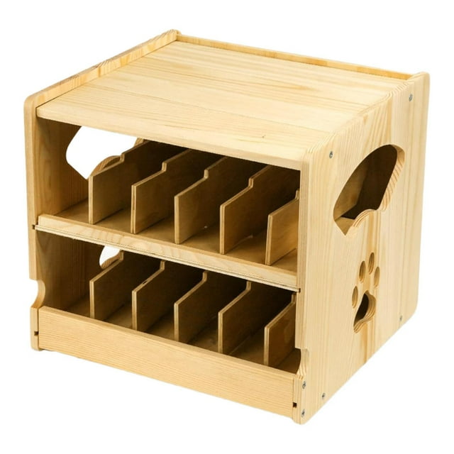 jinwen Cat Food Can Storage Organizer Non Slip Double Layer for Living Room Pantry Fan Shape