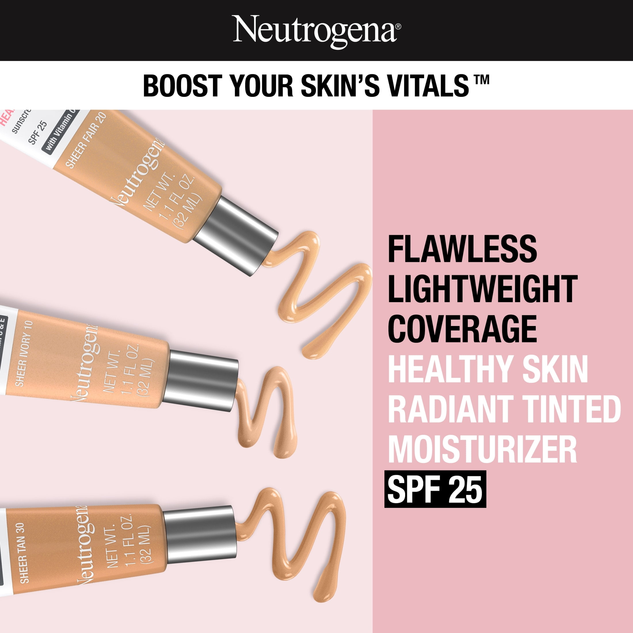 Neutrogena Radiant Tinted Face Moisturizer, Sheer Fair 20, 1