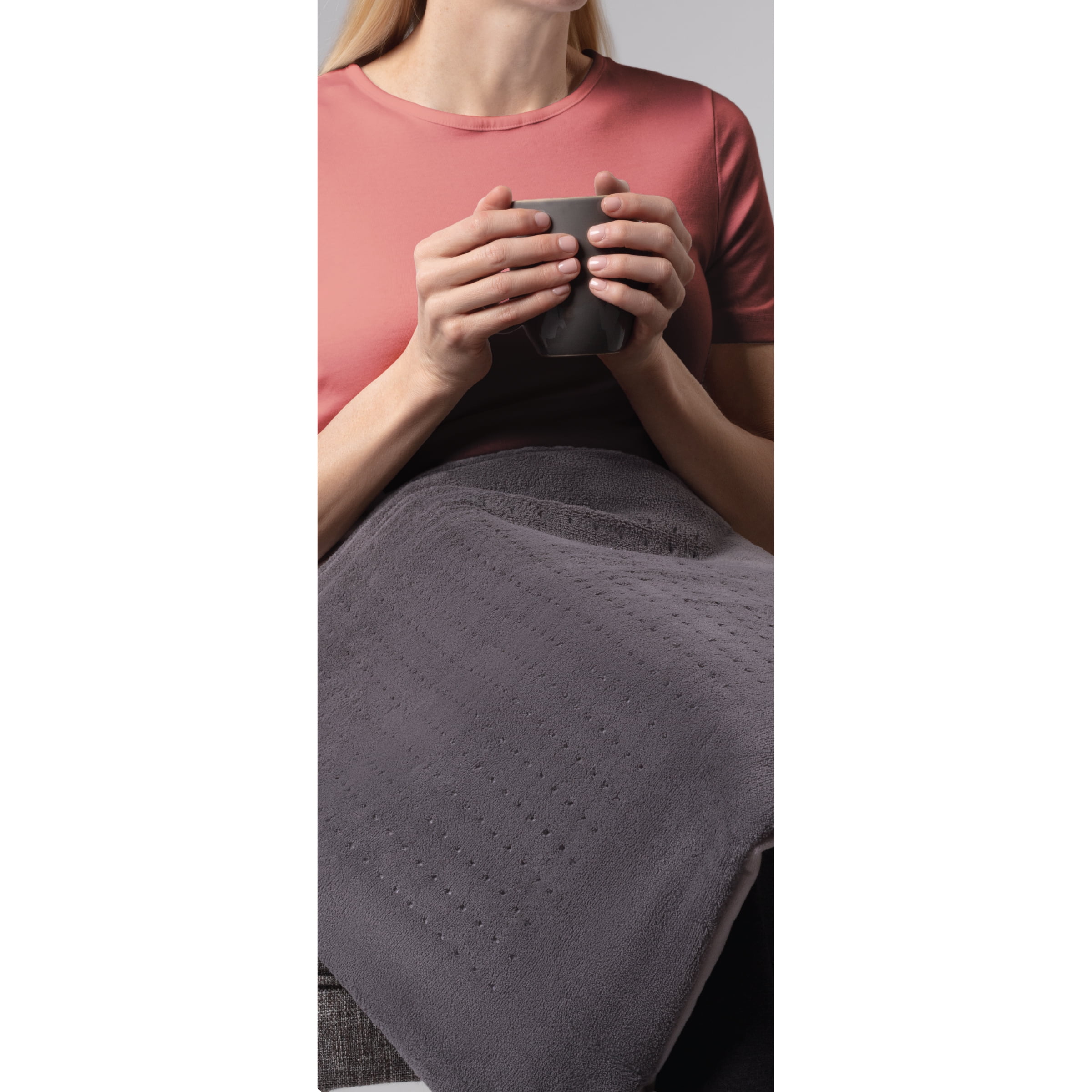 CALMING HEAT 13.78 in. W x 25.59 in. D Weighted Massaging Heating Pad Ultra  DLX Gray CWT03106 - The Home Depot