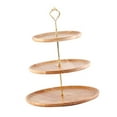 thumbnail image 2 of Fruit Plate Wood Natural Textured Simple Elegant Strong Durable Food Tray Cake Fruit Serving Tray 20+25+30cm Three Layers, 2 of 8