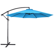 Topeakmart 10ft Hanging Umbrella Patio Sun Shade Offset Outdoor Market Cantilever Umbrella with Crank & Cross Base, Sky Blue