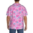 thumbnail image 3 of Lsque Pink Donuts print Men's Cuban Collar Short Sleeve Shirt Summer Beachwear Casual Button Down Fashionable Vacation Leisure Shirt-Small, 3 of 7