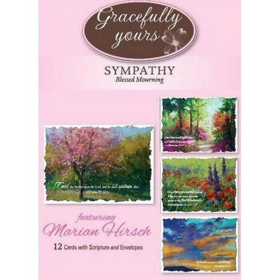 Gracefully Yours Blessed Mourning Sympathy Greeting Cards featuring Marian Hirsch, 12, 4 designs/3 each with Scripture Message