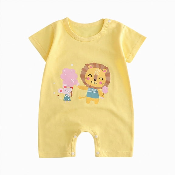 CAICJ98 Preemie Newborn Infant Baby Girls Clothes Ribbed Bodysuit for 0-24 Months Newborn Baby Boy Cotton Button Climbing Suit Boys Baby Clothes (Yellow,6-9 Months)