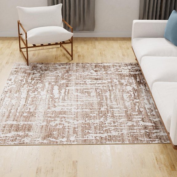 Unique Loom Hermitage Collection Area Rug - Armor (3' 3" Square Chocolate Brown/Black)