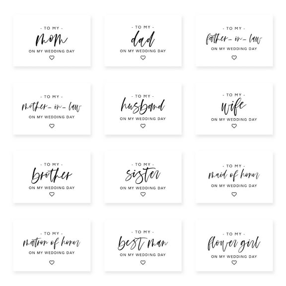 Koyal Wholesale Wedding Day Gift Cards Set with Envelopes Set of 12, Modern