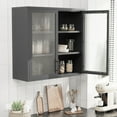thumbnail image 2 of 30" Wall Mounted Cabinet, Table-Top Storage Cabinet with Hazy Waffle-Grids Glass Doors and 2 Adjustable Shelves for Bathroom, Kitchen, 2 of 11