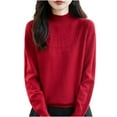 thumbnail image 2 of Wlynlyn Chandails à Manches Longues pour Femmes à Col Roulé Automne Hiver Chauds Couleur Unie Tricotés Amples Chandails, 2 of 7