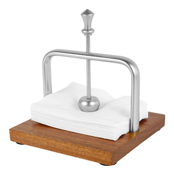 Tzdxfgl Walnut Square Napkin Holder for Table, 5.5", Silver