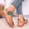 thumbnail image 6 of Summer Plus-size Ethnic Style Flower Clip-toe Beach Flat Sandals Sandals for Women Blue 38, 6 of 8