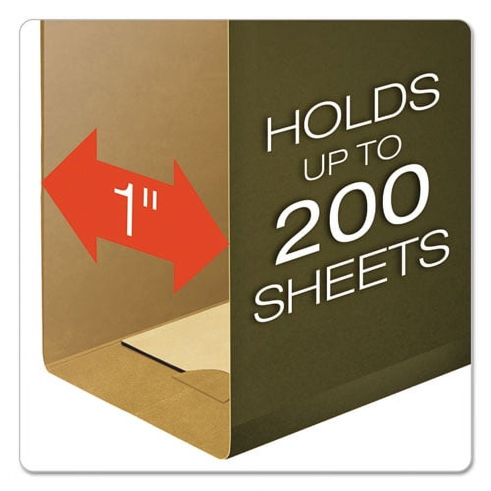 "Extra Capacity Reinforced Hanging File Folders With Box Bottom, Letter Size, 1/5-Cut Tab, Standard Green, 25/box | Bundle of 5 Boxes"