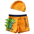 thumbnail image 1 of vigerkar Boys 2pcs Swim Trunks Cartoon Dinosaur Beach Boxers with Cap Rashgurad Swimsuit Set UPF 50+ (Green, 1-3 Years), 1 of 7