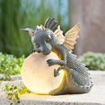 thumbnail image 1 of Resina dinosaurio forma meditación escultura jardín al aire libre dragón meditated estatua, 1 of 7