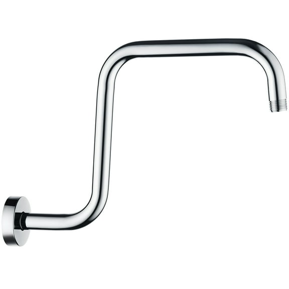 BRIGHT SHOWERS 13 Inch Shower Head Extension Arm with Flange S Shaped High Rise Extender, Long Stainless Steel Rainfall Shower Head Pipe Arm, Chrome