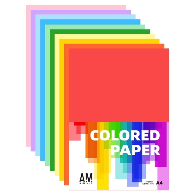 Papel de colores A4 AIMI, 10 colores surtidos para manualidades