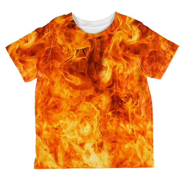 T-shirt pour Tout-Petit à Imprimé Intégral de Flammes de Feu, Costume Chaud