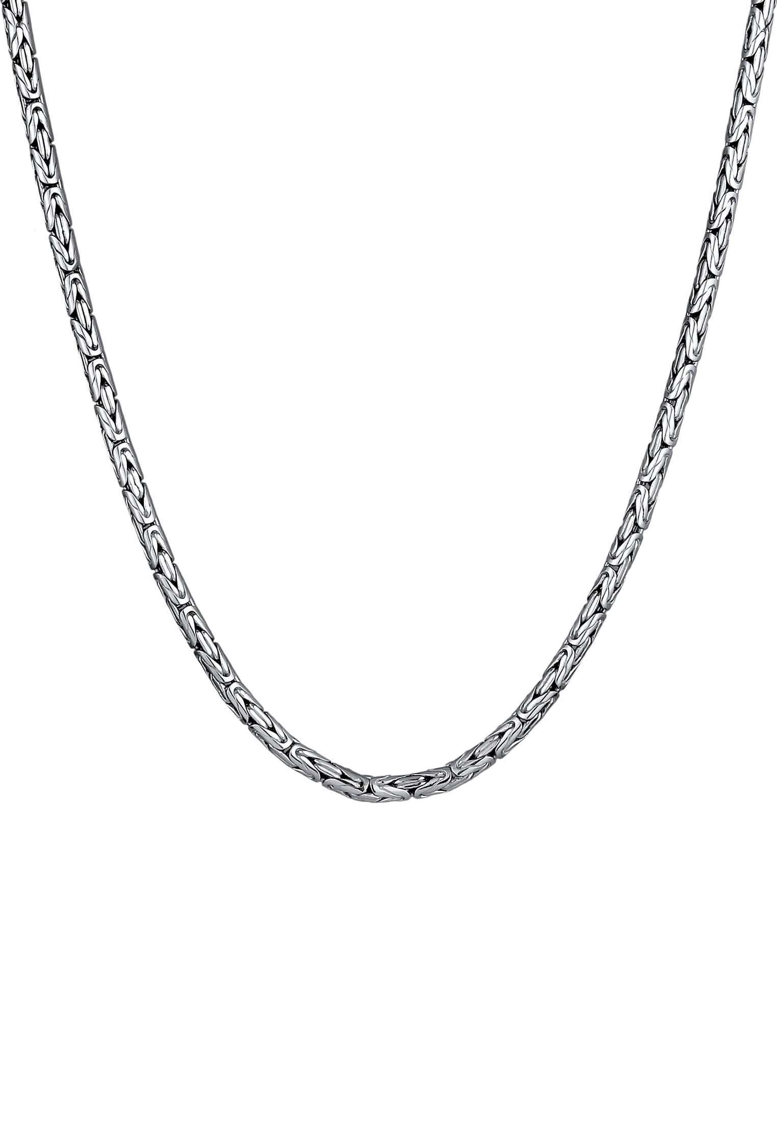 KUZZOI Men 0.16" Byzantine Link Chain Necklace 925 Silver oxid 20 - 24 inch
