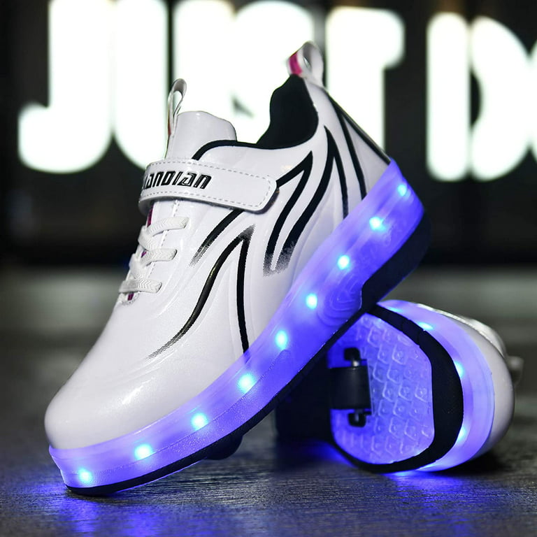 YAZI Kids Shoes with Wheels LED Light Color Shoes Shiny Roller Skates Skate  Shoes Simple Kids Gifts Boys Girls The Best Gift for Party Birthday