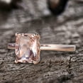 thumbnail image 5 of 4 Carat 10mm Cushion Pink Solitaire Morganite Engagement Ring Diamond Moissanite 10K rose gold, 5 of 6
