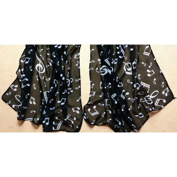 Scarf for Women Lady Musical Note Chiffon Neck Scarves Shawl Muffler Scarves Black Bandanas