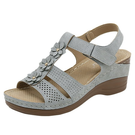 

PEASKJP Womens Sandals Wide Width Womens Hanni Flat Gladiator Sandal Caged Multi-Strap Design Medium and Wide Width (Grey 8.5)
