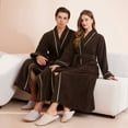 thumbnail image 2 of TIWEKE Winter 2025 New Half Flannel Men's Thickened Robe Long Furry Home Wear Bathrobe Man (Black,M), 2 of 6