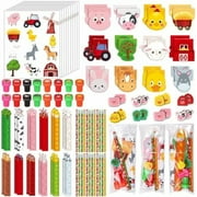 168 Pcs Farm Animals Stationery Favors Barnyard Theme Stamp Eraser Pencil Ruler Notebook Stickers Farmhouse Supplies for Farm Barn Cow Party Birthday Study Reward Prizes
