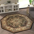 thumbnail image 3 of Emma + Oliver Ultra Soft 5'x5' Octagon Olefin Accent Rug with Traditional Multicolor Medallion Design in Black with Natural Jute Backing, 3 of 7