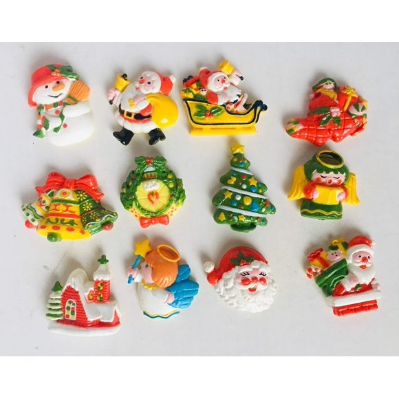 LOT de 12 Aimants de Noël pour Réfrigérateur // Aimants de Réfrigérateur de Noël