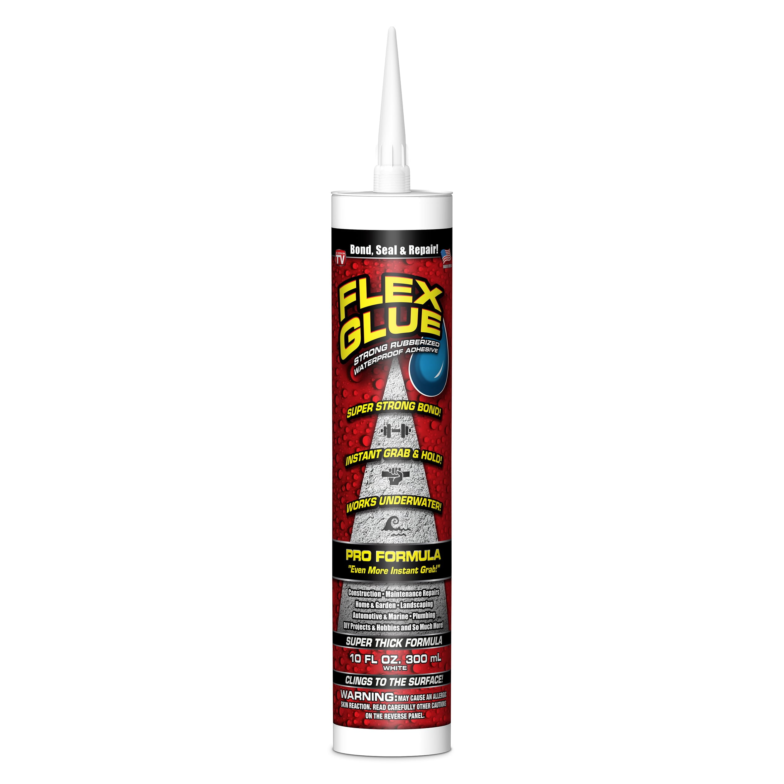 Flex Glue Strong Rubberized Waterproof Adhesive, 10-oz Pro Formula by Swift Response, LLC