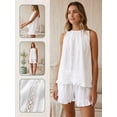 thumbnail image 6 of ZToonmas Women's 2 Piece Outfits Sleeveless Lace Trim Ruffle Hem Top and Ruffle Shorts Set Solid Casual Summer Loungewear, 6 of 9
