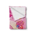thumbnail image 2 of Pink Soft Flannel Fleece Throw Blanket, Girl with Wings Sitting on the Moon Unicorn Castlend the Stars Illustration Print, Cozy Plush for Indoor and Outdoor Use, 50" x 70", Pink, by Ambesonne, 2 of 6