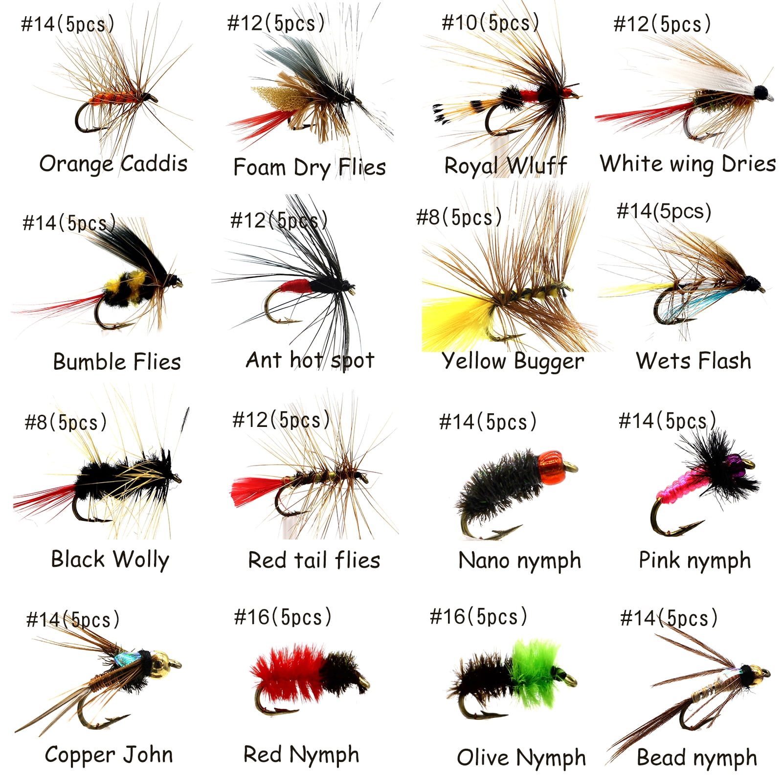 FAISOX Flies Assortment Fishing Lures Kit for Trout, 100 Count