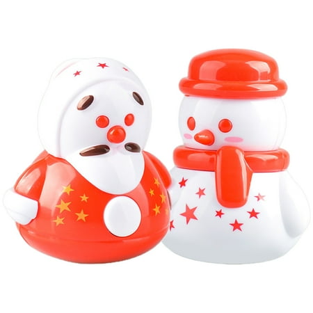 

Qumonin 2Pcs Mini Figurine Ceramic Christmas Snowman Tumbler Statue Mini Wobbling Figurine