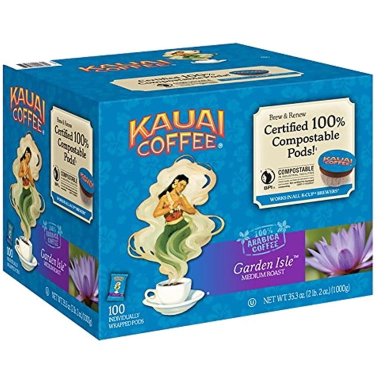 Kauai Coffee Garden Isle KCup Coffee Pods, Medium Roast,, 48 OFF